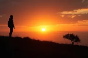 Silhouet fotografie tegen zonsondergang