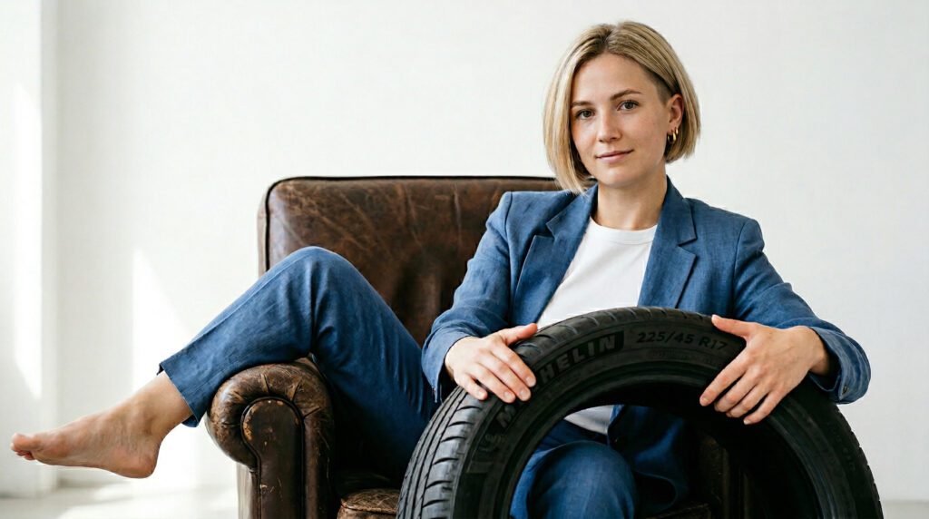 vrouw met automand