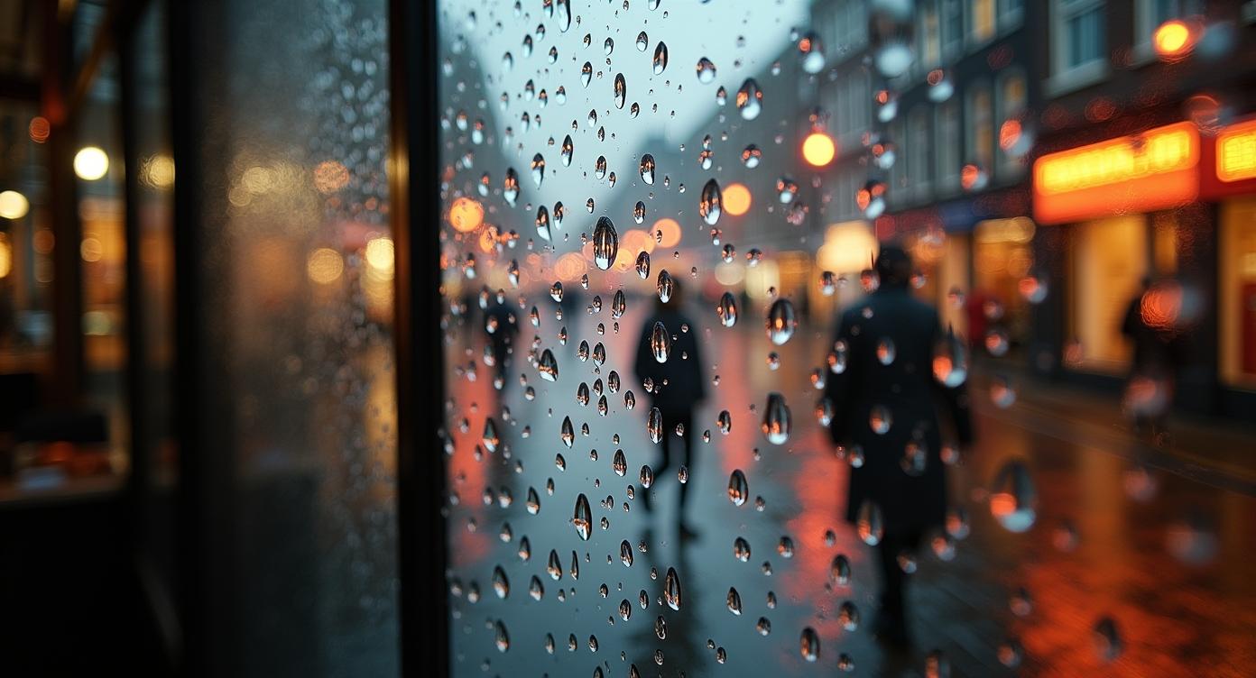 Fotograferen door een regenachtig raam – druppels als grafisch element in straatfotografie