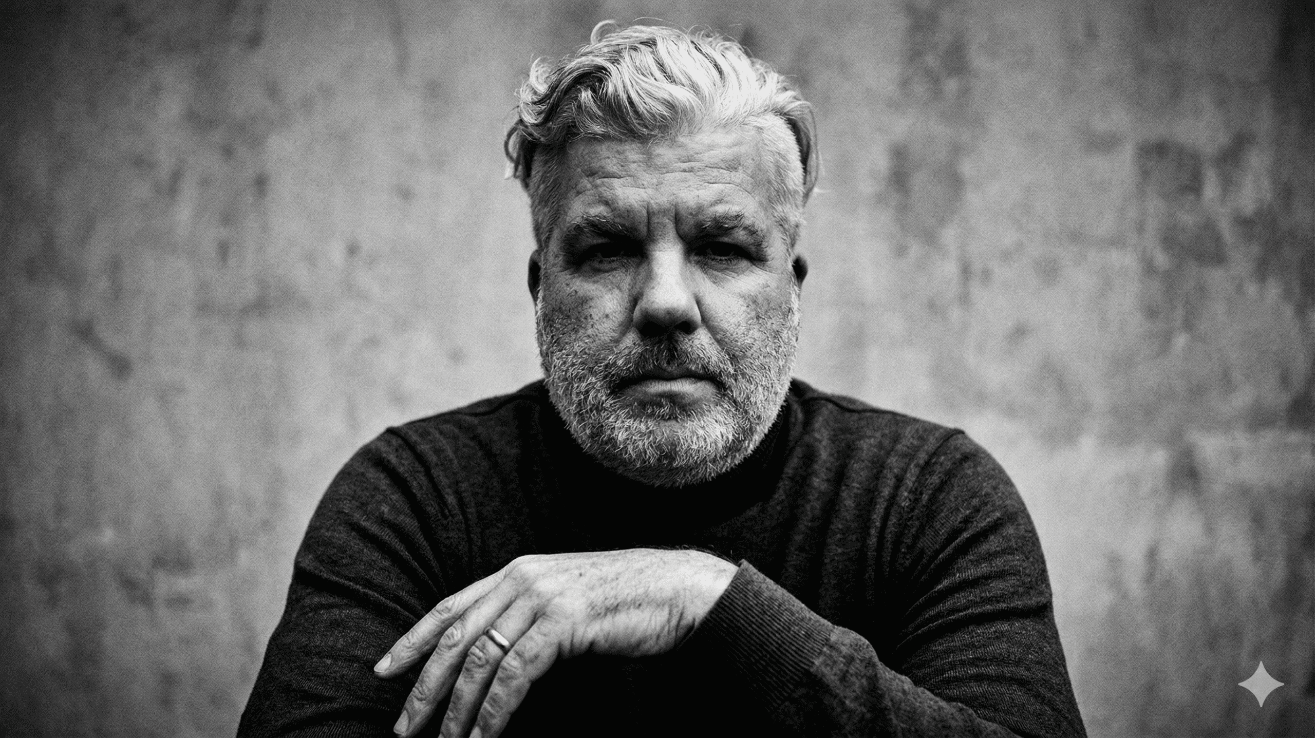 mijn eigen portret door AI in Anton Corbijn stijl.