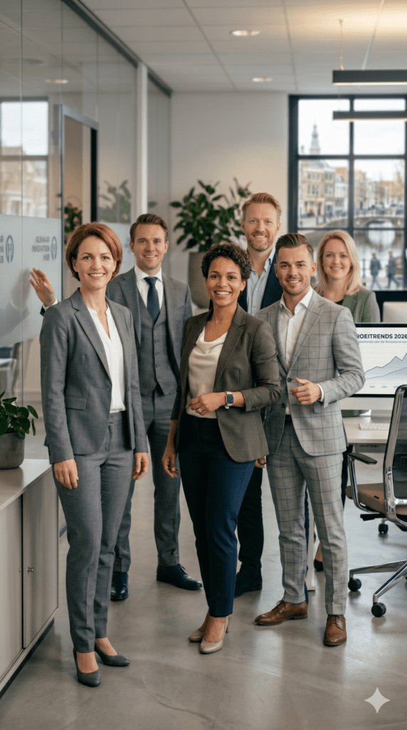 groepsfoto van 6 personen