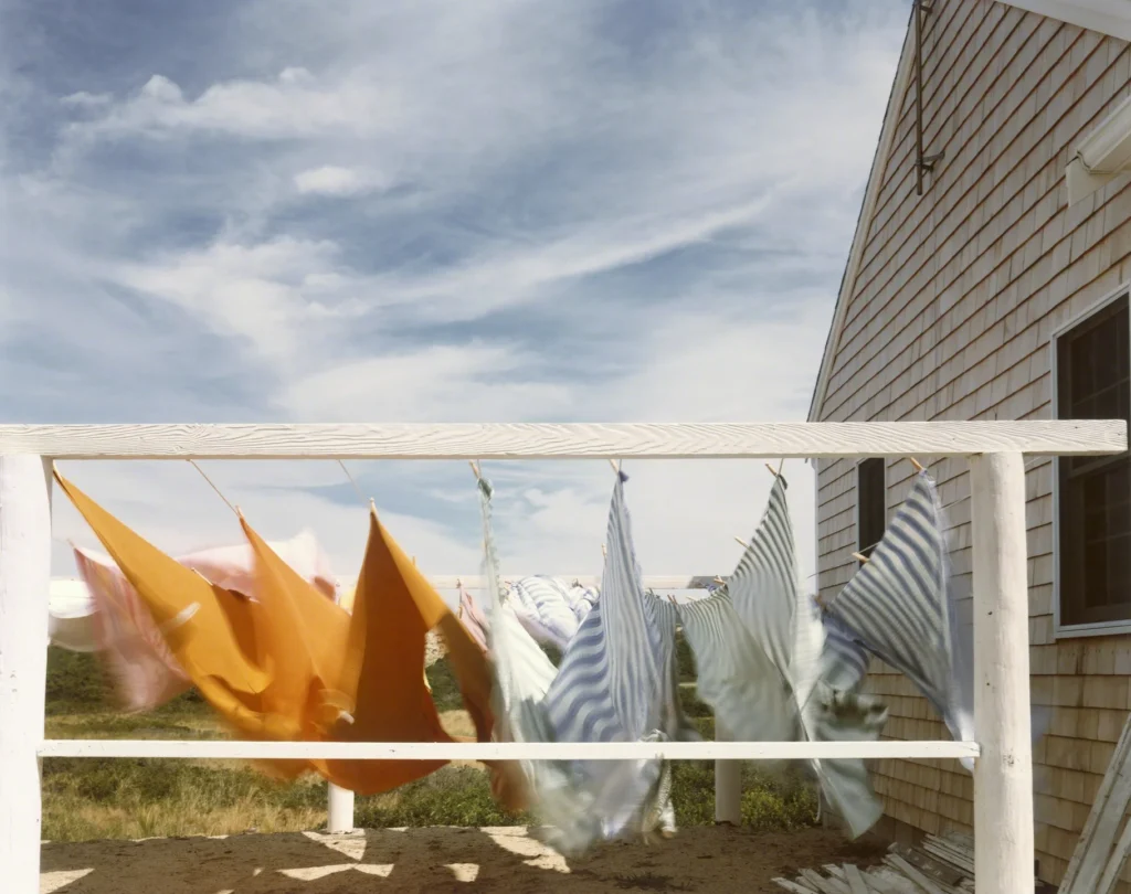 Lakens aan een waslijn, foto van Joel Meyerowitz