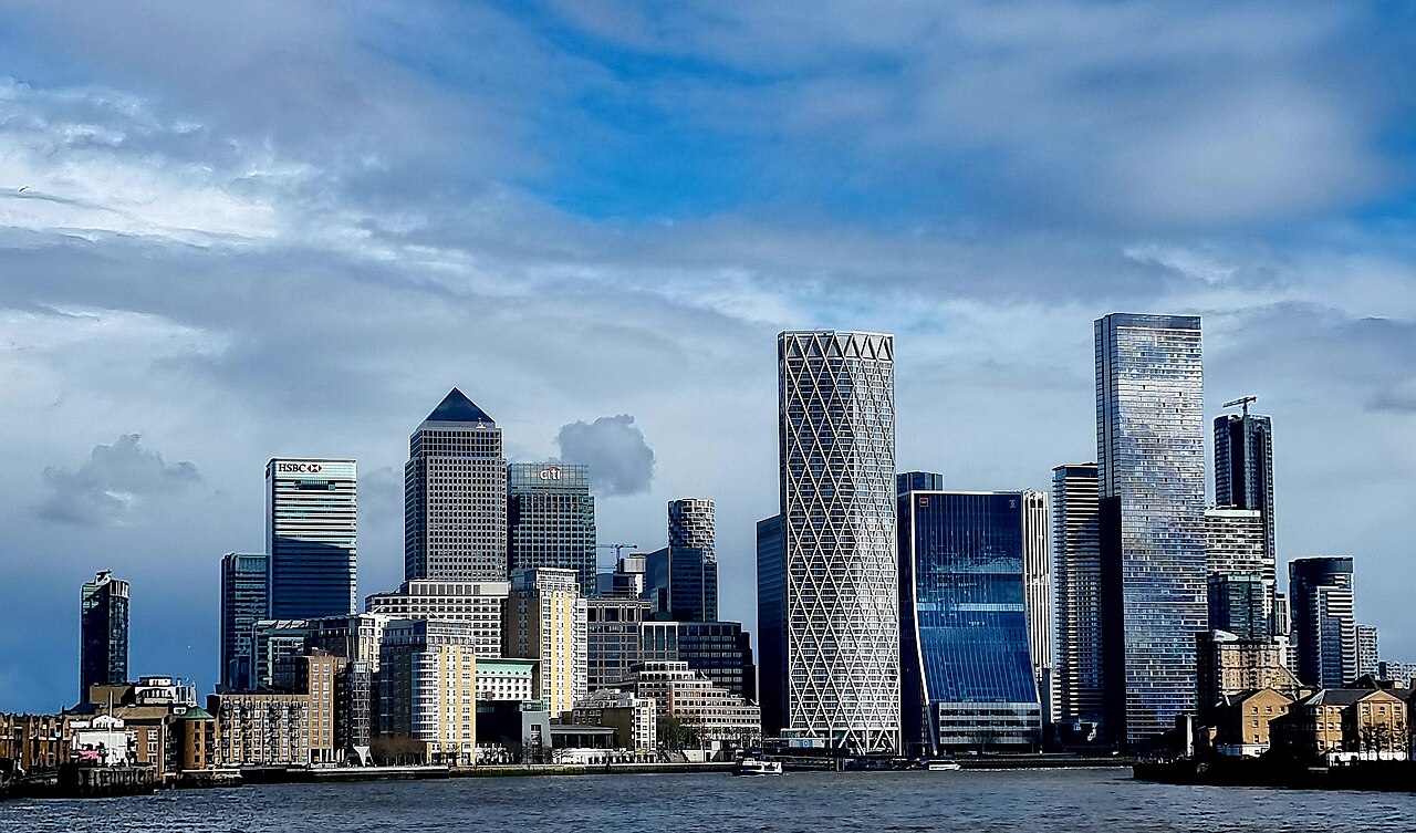 Panorama van Canary Wharf Londen