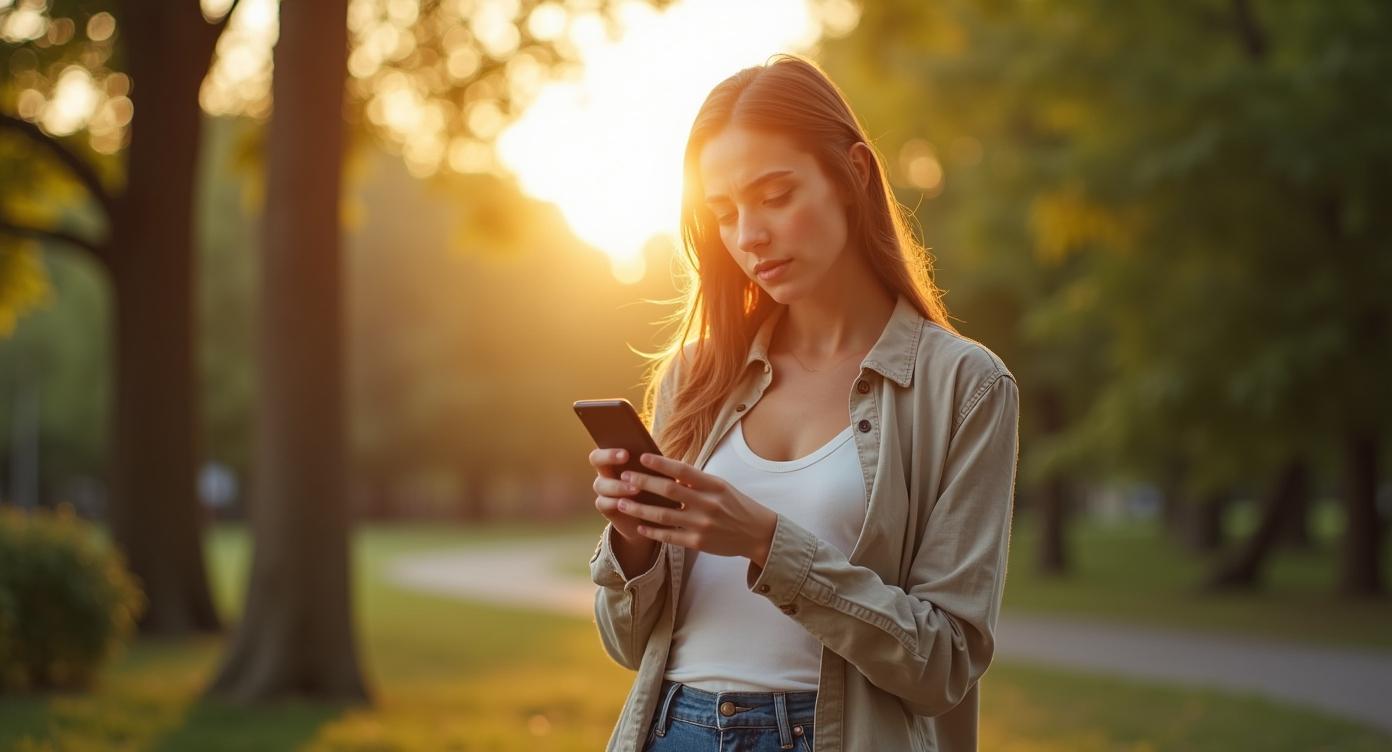 Vrouw kijkt op haar telefoon