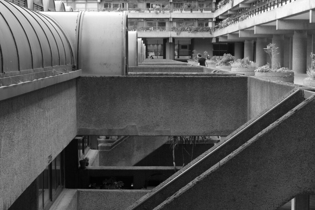 Barbican, Londen woonhuizen zwart-wit