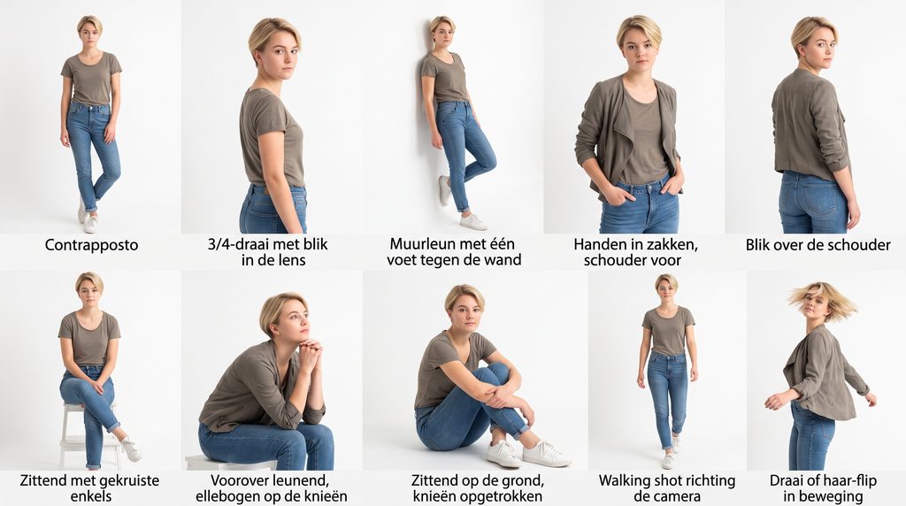 posen van een model voor een fotoshoot